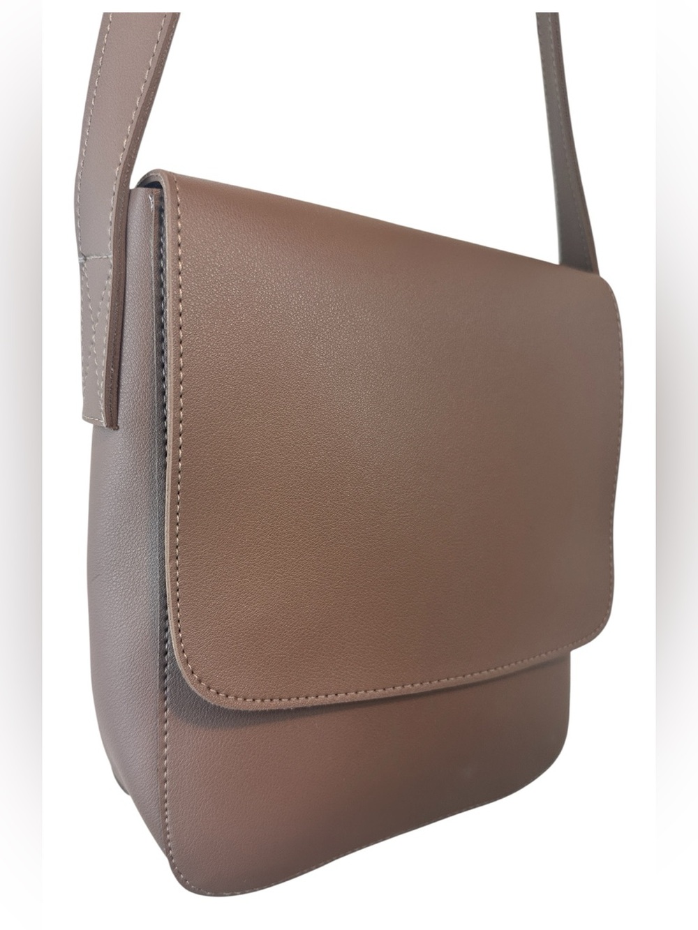 Messenger Bag Faux Leather Brown Fall Crossbody Adjustable Strap